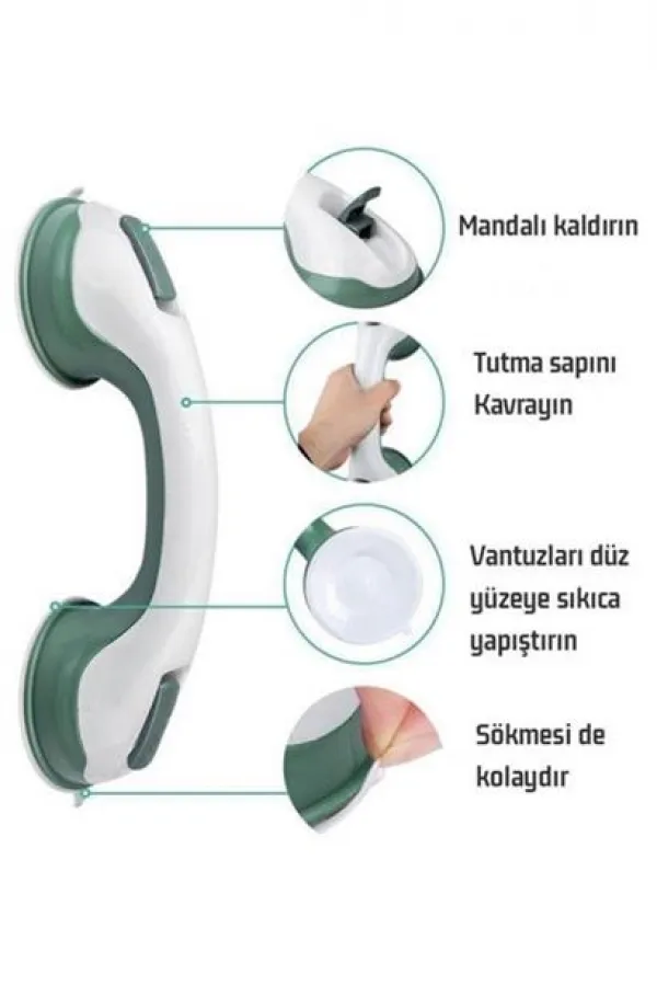 BUFFER® Düşme Ve Kayma Önleyici Banyo Tuvalet Vantuzlu Kilitli Tutacak