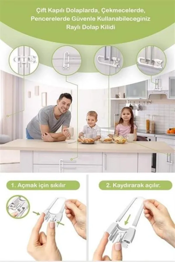 BUFFER® Bebek Çocuk Çekmece ve Dolap Koruma Raylı Güvenlik Sistemi Emniyet Kilidi