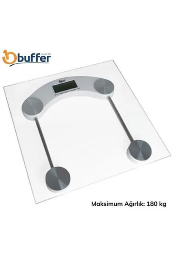 BUFFER® Dijital Kare Cam Baskül Darbelere Karşı Dayanıklı Terazi Yüksek Hassasiyetli Tartı Tf 1052