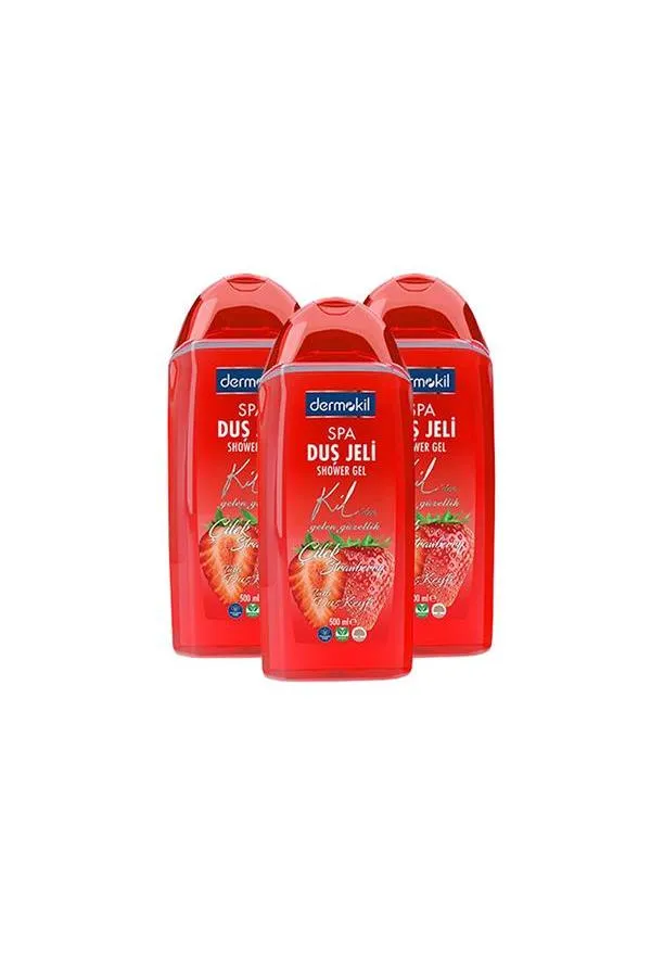 Dermokil Vegan Çilek Duş Jeli 500 ml x 3 Adet