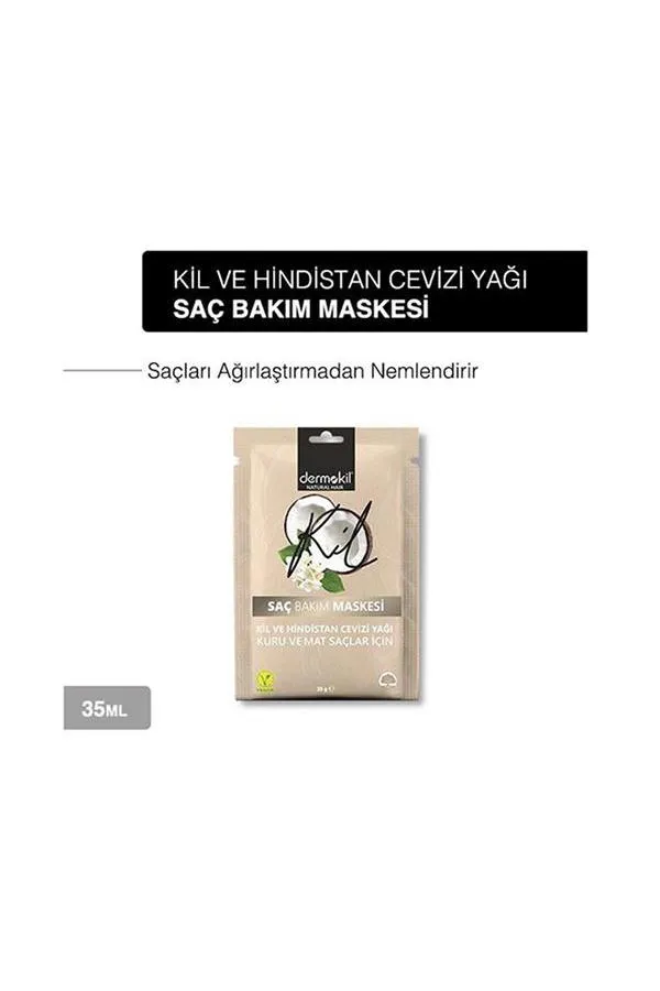 Dermokil Vegan Kuru ve Mat Saçlar için Kil ve Hindistan Cevizi Yağı Doğal Saç Maskesi 35 ml x 3 Adet