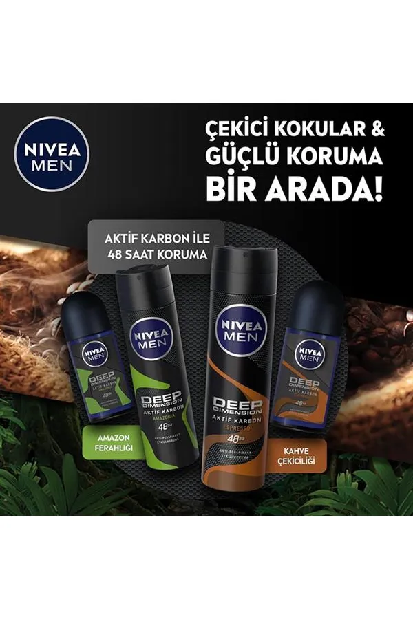 Nivea Men Deep Dimension Amazonia Erkek Deodorant 150 ml x 3 Adet