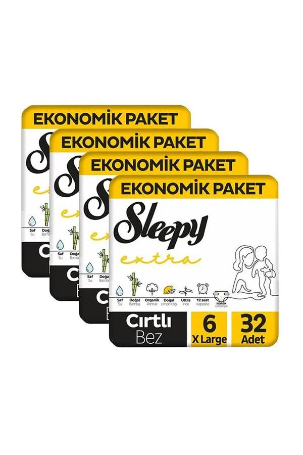 Sleepy Extra Günlük Aktivite Ekonomik Paket Bebek Bezi 6 Numara Xlarge 32x4 128 Adet