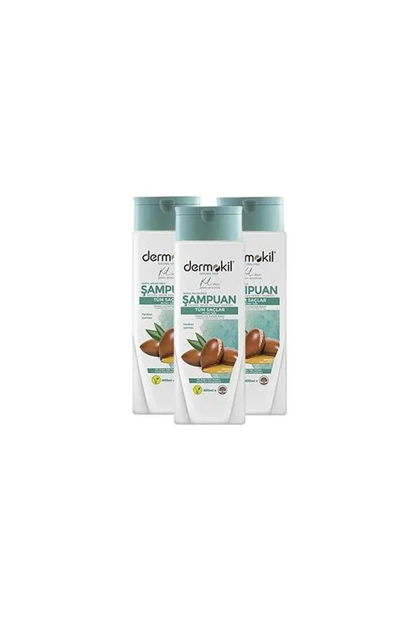 Dermokil Vegan Argan Özlü Bitkisel Şampuan 400 ml x 3 Adet