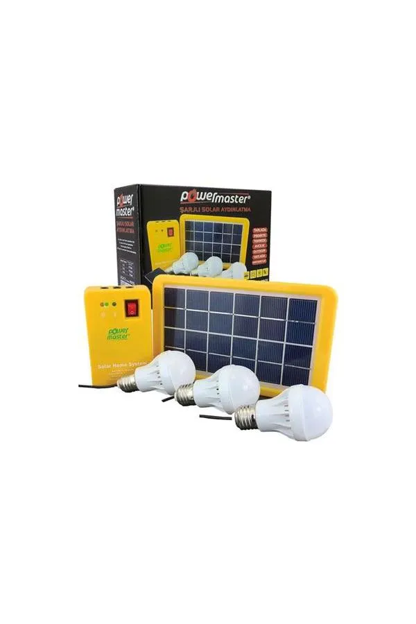 Powermaster Solar Aydınlatma Seti Çok Uçlu 3 Ampullü