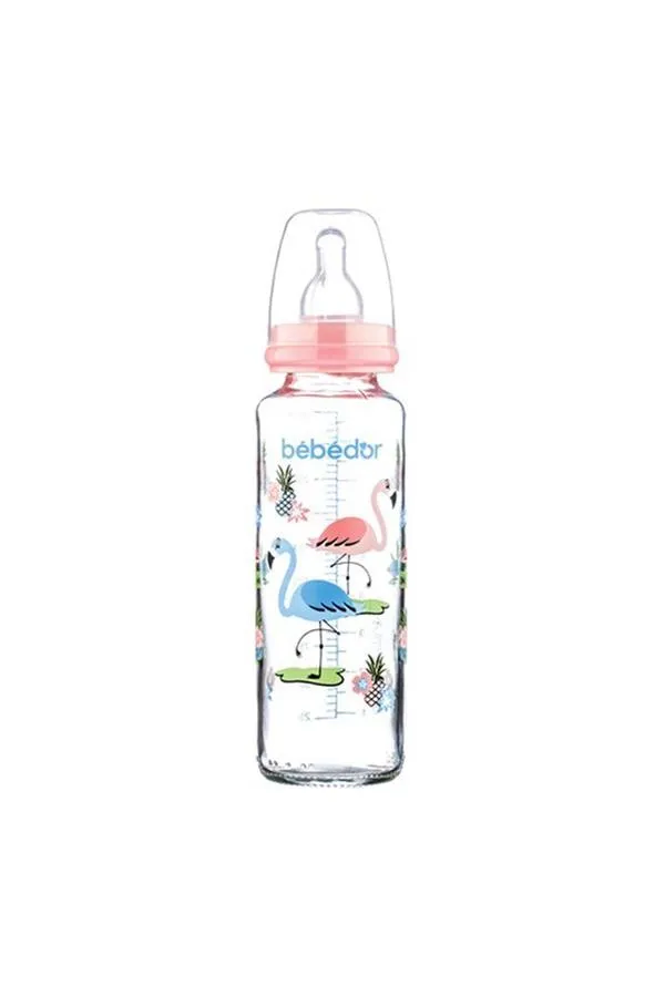 Bebedor B-31302 Desenli Cam Biberon 250 ml Pembe