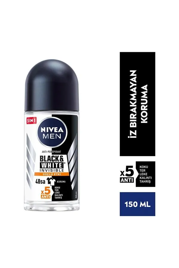 Nivea Men Invisible Black & White Güçlü Etki Erkek Roll-On Deodorant 50 ml x 3 Adet