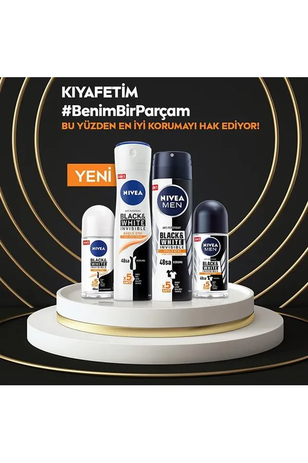 Nivea Men Invisible Black & White Güçlü Etki Erkek Roll-On Deodorant 50 ml x 3 Adet