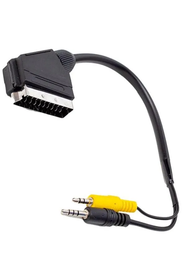 Uydu Alıcısı AV Kablo 3.5 mm Stereo Erkek-Scart Kablo 35 Cm Uzun-Kısa Jack Bir Arada