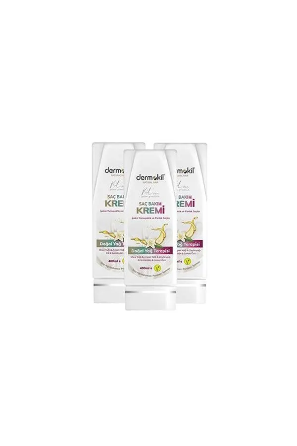 Dermokil Vegan İpeksi Yumuşaklık Ve Parlak Saçlar İçin Saç Kremi 400 ml x 3 Adet