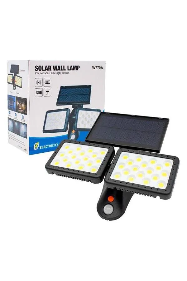 Powermaster W770B Sensörlü 36 Cob Ledli Solar Aydınlatmalı Duvar Lambası