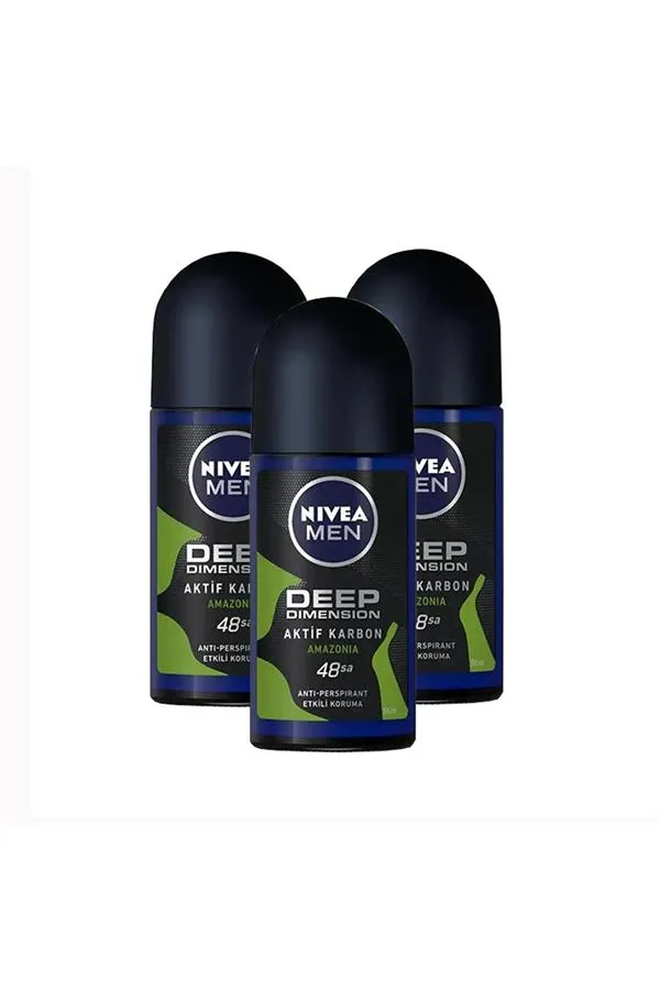 Nivea Men Deep Dimension Amazonia Erkek Roll-On Deodorant 50 ml x 3 Adet