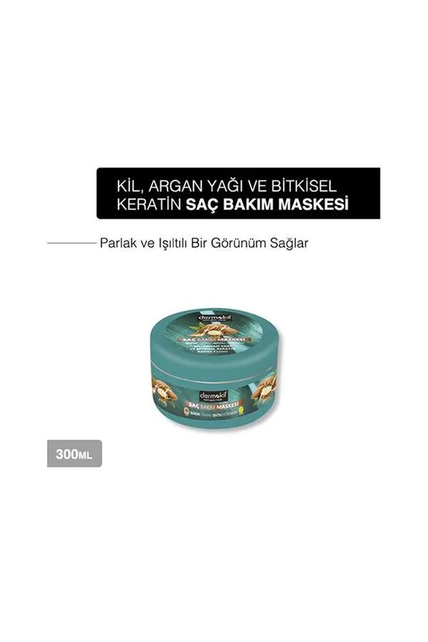 Dermokil Vegan Kil, Argan ve Bitkisel Keratan Doğal Saç Maskesi 300 ml x 2 Adet