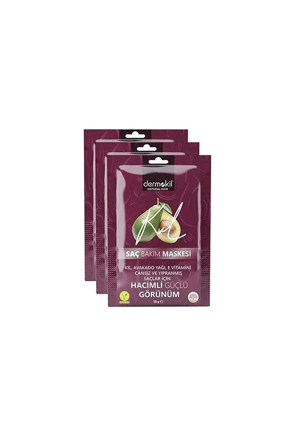 Dermokil Vegan Kil, Avokado ve E Vitaminli Saç Maskesi 35 ml x 3 Adet