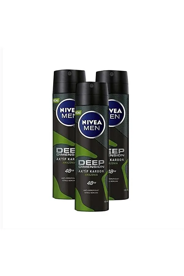 Nivea Men Deep Dimension Amazonia Erkek Deodorant 150 ml x 3 Adet