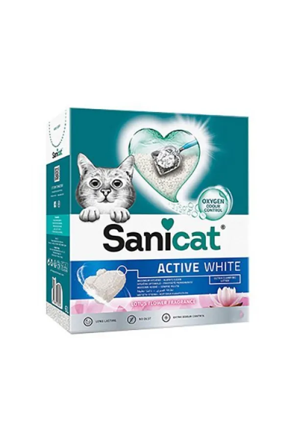 Sanicat Active White Topaklanan Kedi Kumu Lotus Çiçeği Kokulu 6 Lt - Lisinya