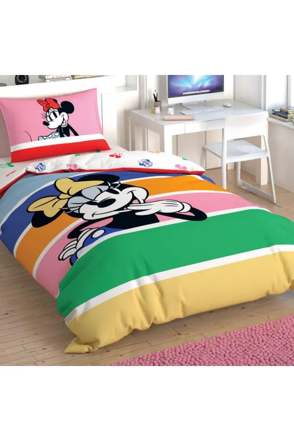 Minnie Mouse Rainbo Tek Kişilik Nevresim Takımı