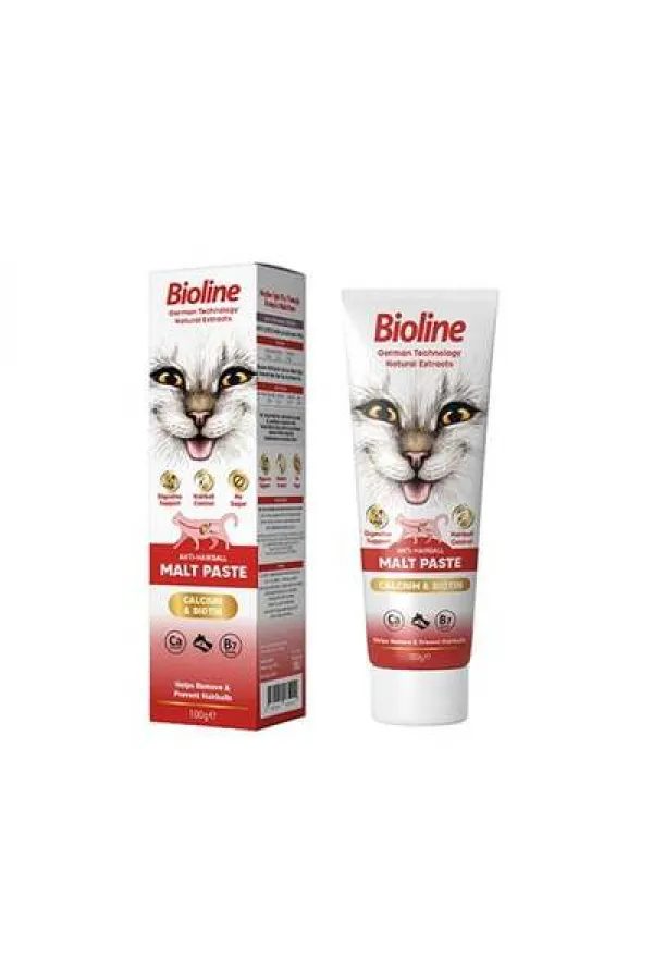 Bioline Anti-Hairball Malt Paste Cat Kediler İçin Tüy Yumağı Önleyici Malt Macun 100 Gr - Lisinya