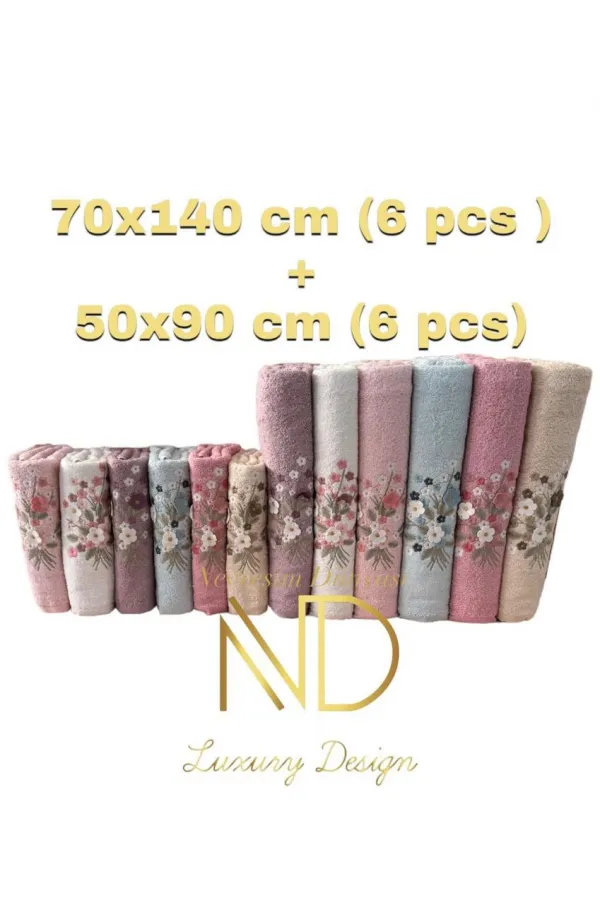 NH Mimoza Fitilli 6'lı havlu 50x90cm + 70X140 cm 6 Adet