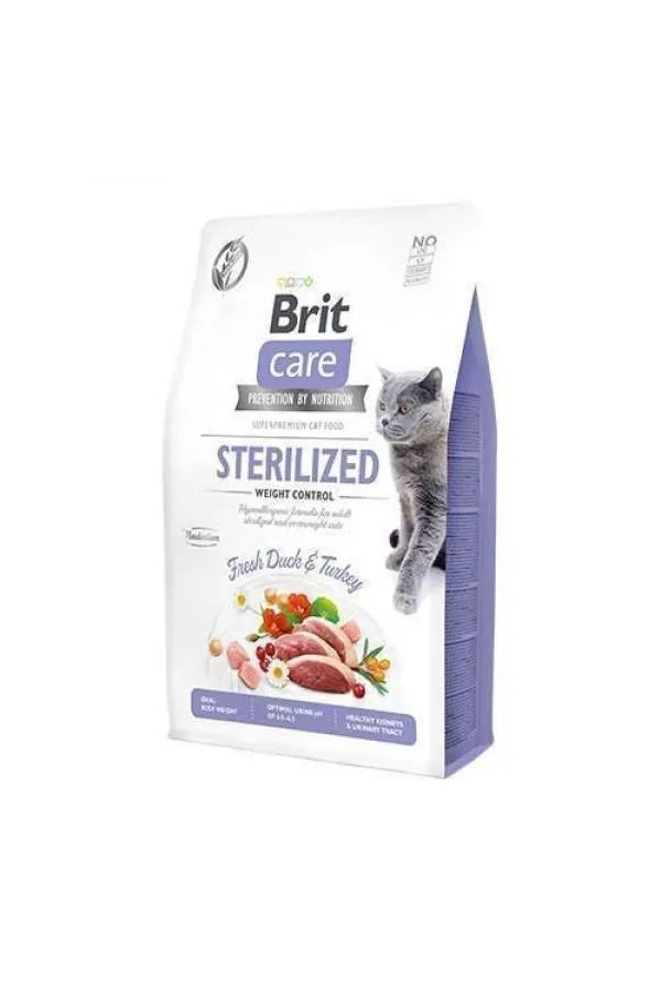 Brit Care Hipoalerjenik Sterilized Ördek ve Hindili Tahılsız Kısırlaştırımış Kedi Maması 2 Kg - Lisinya