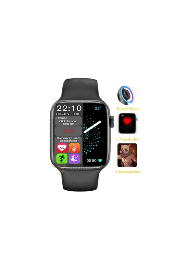 Hw22 Pd-a6 Smart Watch Dokunmatik Bluetooth Nabız Ölçme Sporcu Özellikli 1.75 Inç Akıllı Saat (siyah)