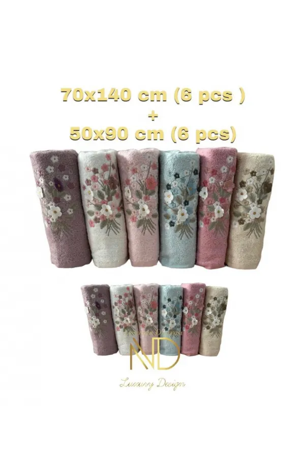 NH Mimoza Fitilli 6'lı havlu 50x90cm + 70X140 cm 6 Adet