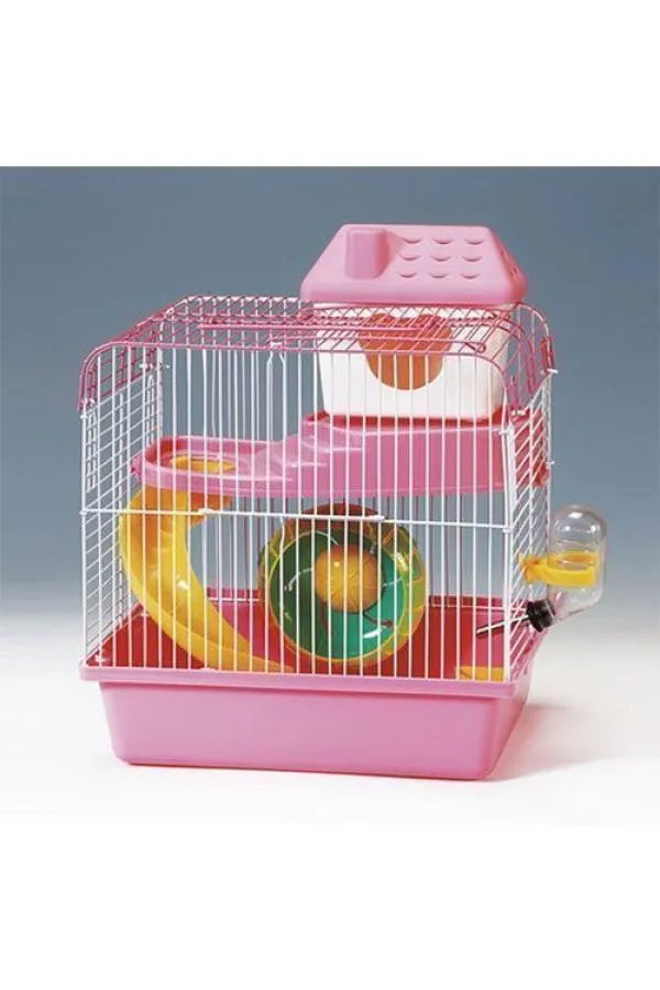 EuroGold Hamster Kafesi Pembe Beyaz 23x17x25 Cm - Lisinya