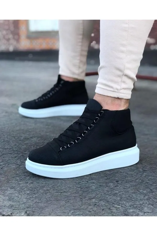 Siyah Bağcıklı Sneakers  Yarım Bilek Bot