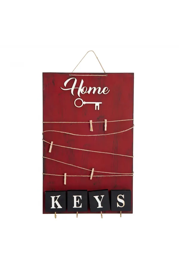 Dekoratif Home Keys Ahşap Resimlik Ve Notluk (kırmızı)