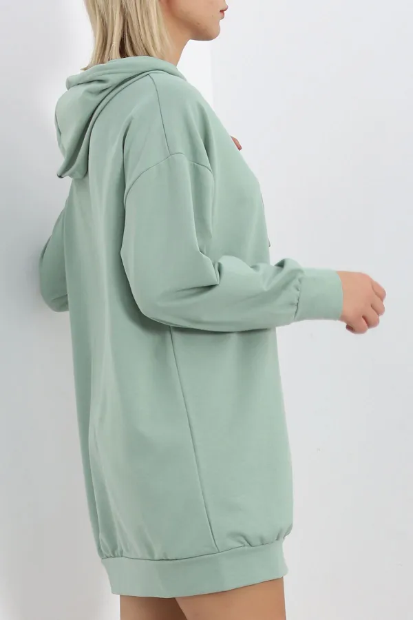 Oversize Kapşonlu Sweat Mint