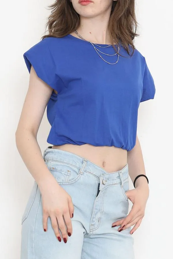 Beli Lastikli Crop Bluz Saks - 16552.1567.