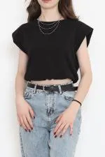 Beli Lastikli Crop Bluz Siyah - 16552.1567.