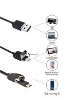 Endoskop 3 in 1 Yılan Kamera USB Micro Usb Type-C 2M Sert Kablo