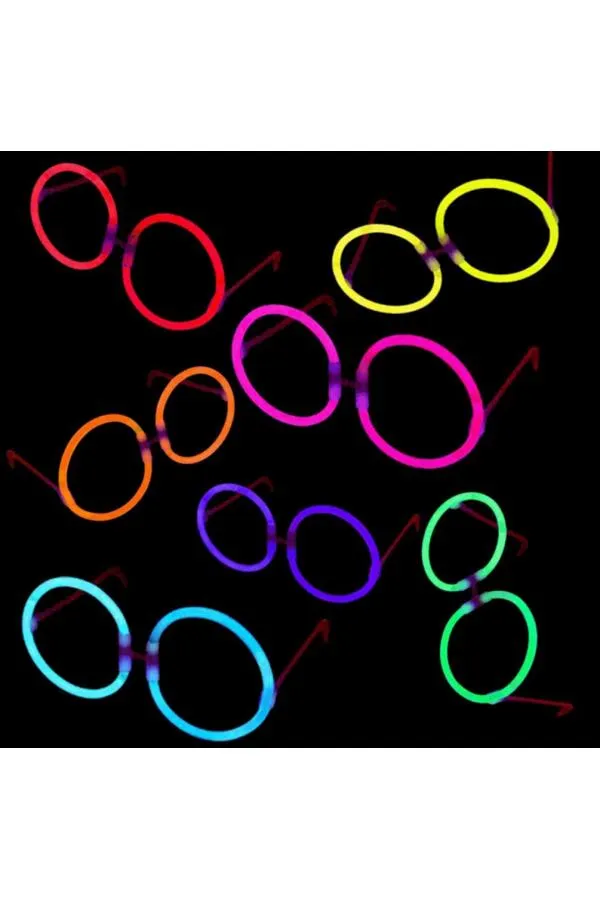 Glow Stick Parti Gözlüğü Glow Partisi Yuvarlak Şekilli Fosforlu Gözlük 6 Adet