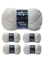 5 Adet Sport Wool Atkı Bere Ceket Yelek Örgü İpi Yünü No: 195 Açık Gri Melanj