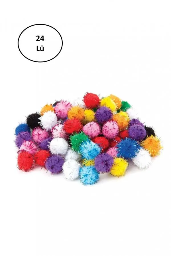 Puti Pom Pom Karışık Metalik 10mm-20mm-30 mm 24lü