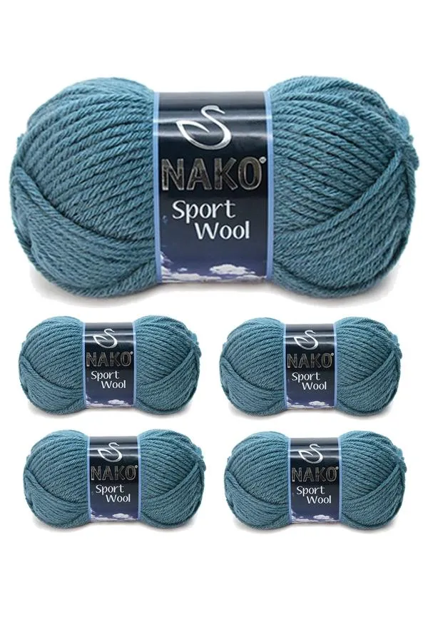 5 Adet Sport Wool Atkı Bere Ceket Yelek Örgü İpi Yünü No: 185 Fırtına