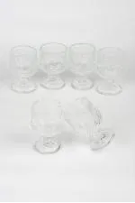 Ayaklı Kahve Yanı Bardağı Kristal Kesim Shot Bardak 7cm x 4 cm 6 Lı Set