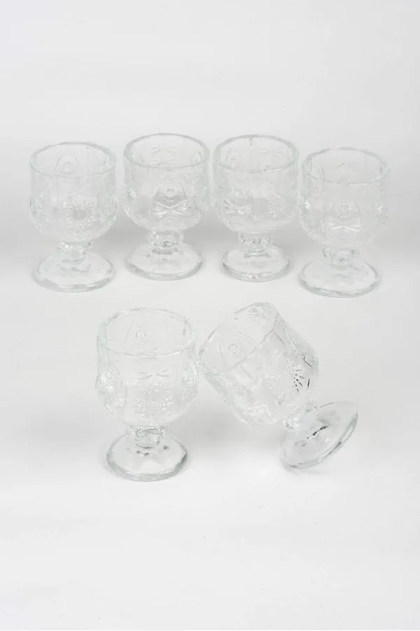 Ayaklı Kahve Yanı Bardağı Kristal Kesim Shot Bardak 7cm x 4 cm 6 Lı Set