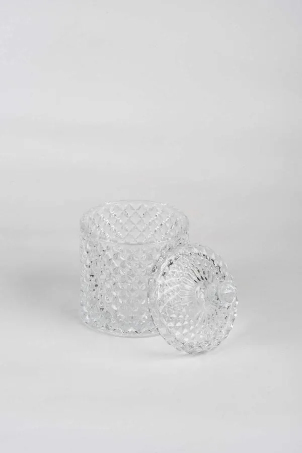 Kristal Desen Noktalı Şekerlik İşleme Kapaklı Çay Sunum 8 x 8 cm