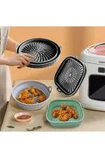 Katlanabilir Silikon Yanmaz - Yıkanabilir Kare Airfryer Kalıbı 21 Cm