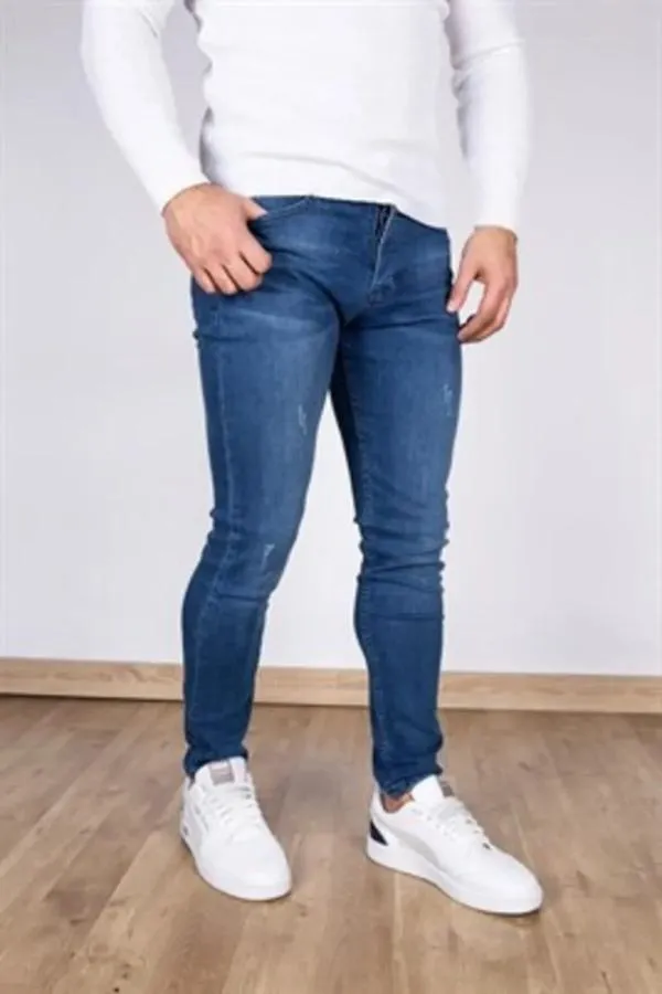 Erkek Koyu Mavi Denimrich Kot Pantolon