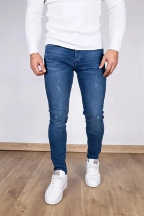 Erkek Koyu Mavi Denimrich Kot Pantolon