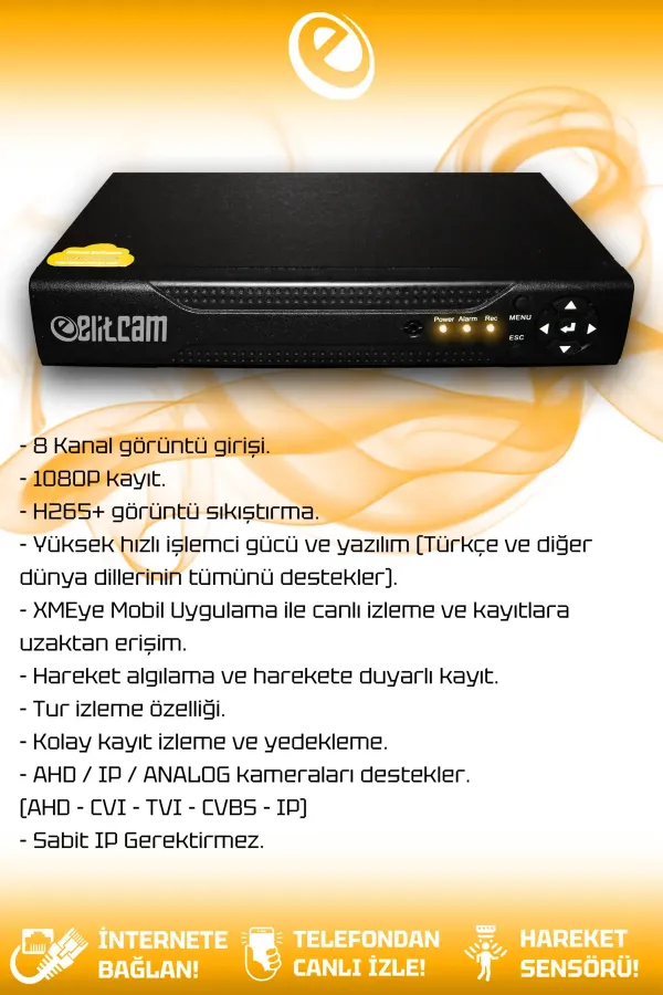 6 Full Hd Kamera Kare Set 500 Gb Hdd Dahil 6 Dış Mekan Renkli Gece Görüşlü Güvenlik Sistemi