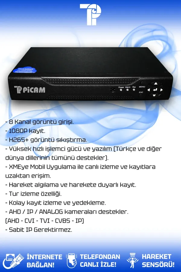 8 Full Hd Kamera Kare Set 500 Gb Hdd Dahil 8 Dış Mekan Gece Görüşlü Güvenlik Sistemi