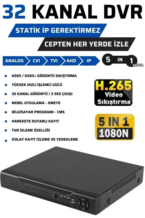 32 Kameralı 5mp Sony Lensli Full HD 1080P Güvenlik Kamera Seti 1 TB Hard disk