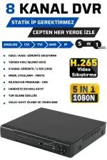 8 Kameralı 5mp Sony Lensli Full HD 1080P Güvenlik Kamera Seti 1 TB Hard disk