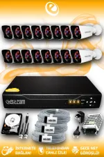 16 Full Hd Kamera Kare Set 1 Tb Hdd Dahil 16 Dış Mekan Gece Görüşlü Güvenlik Sistemi