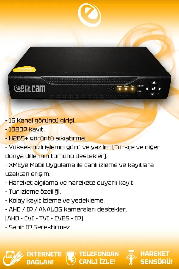 12 Full Hd Kamera Kare Set 500 Gb Hdd Dahil 12 Dış Mekan Gece Görüşlü Güvenlik Sistemi