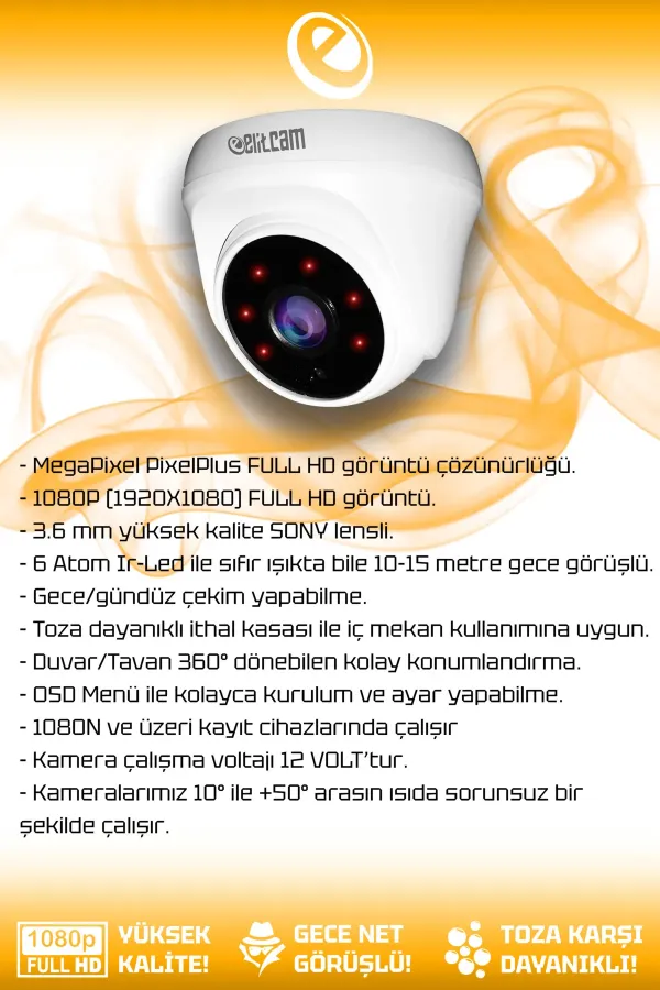 3 Full Hd Kamera Dome Set 250 Gb Hdd Dahil 3 Iç Mekan Gece Görüşlü Güvenlik Sistemi